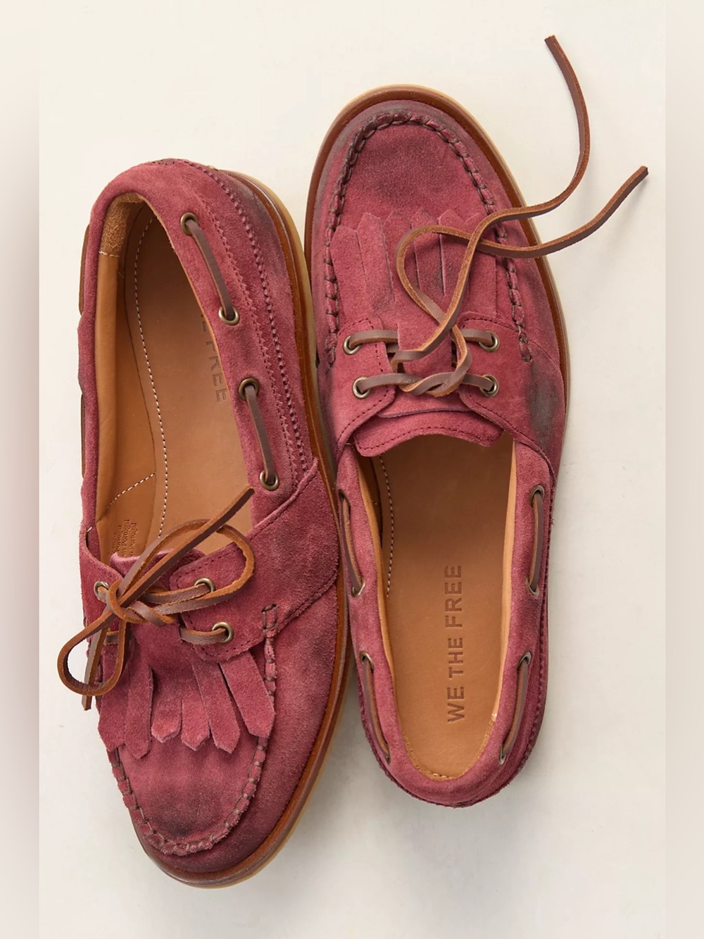 New Free People Benny Boat Shoes Red